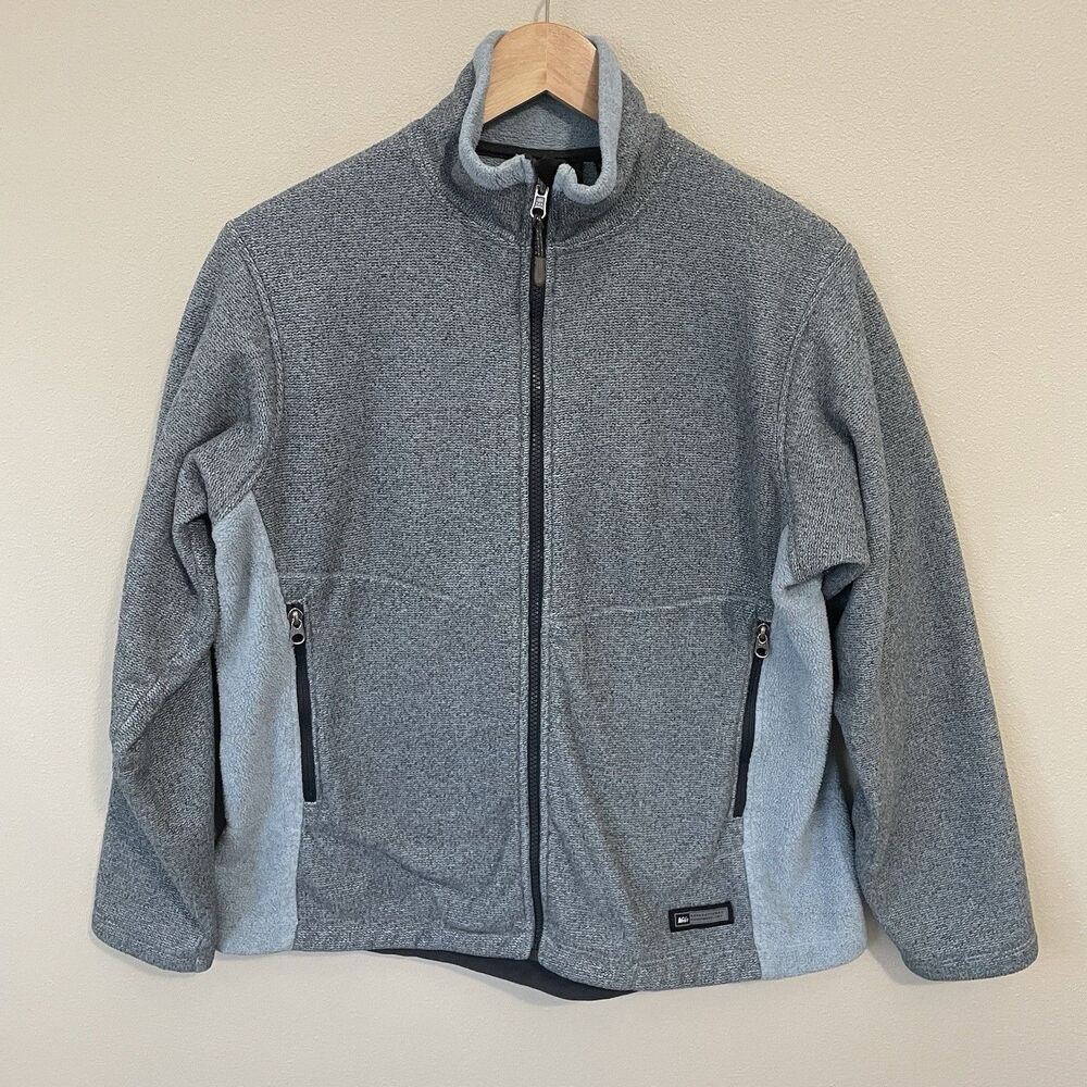 REI Recreational Equipment Blue Gray Polartec Zip In Womens M Fleece Jacket